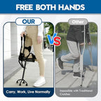 Hands Free Knee Crutch with Safety Kneepad, Pain Free Adjustable Peg Leg Crutch Alternative to Crutches & Knee Scooters for Foot,Ankle Lower Leg Injuries,Not for Elderly or Balance-Impaired