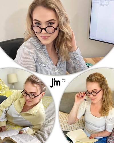 JM Set of 4 Retro Round Reading Glasses Spring Hinge Readers Men Women Glasses for Reading 4 Pack Mix