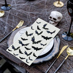 Horaldaily 100 Halloween Disposable Paper Decorative Guest Napkins, Crows Bats Hand Towel for Party Lunch Dinner Kitchen Bathroom