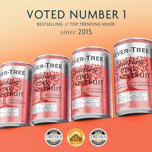 Fever-Tree Sparkling Pink Grapefruit – Premium Soda Mixer for Cocktails and Mocktails, 5.1 fl oz Cans, Pack of 24 – Naturally Sourced, Non-GMO