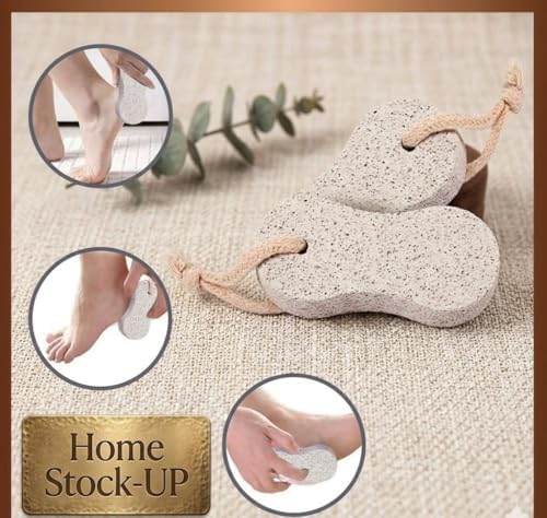 Pumice Stone Pack of 2 Natural Volcanic Stones for Gentle Exfoliation, Callus and Dead Skin Removal, Safe for Feet and Hands