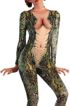 Medusa Role Play Bodysuit for Women, Festive Halloween Cosplay Outfit with Stretch Mesh Adjustable Straps