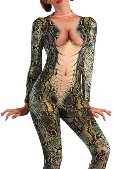 Medusa Role Play Bodysuit for Women, Festive Halloween Cosplay Outfit with Stretch Mesh Adjustable Straps