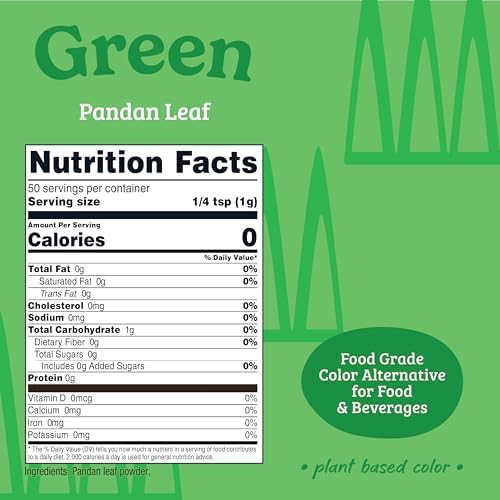 Nutricost Green Plant Based Food Coloring From Pandan Leaf Powder (50 Servings) - Nutricolor Color Alternative For Food & Beverages