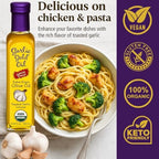 Garlic Gold Extra Virgin Olive Oil Infused with Garlic, Premium Certified USDA Organic, Low FODMAP, Cold Pressed (250 mL, 3 Pack)