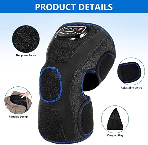 CINCOM Knee Massager with Heat, Air Compression Leg Knee Brace Wrap for Arthritis and Pain Relief Knee Eletric Heating Pad for Swelling, Injury and Joint Recovery for Mothers Dad (Single Unit)