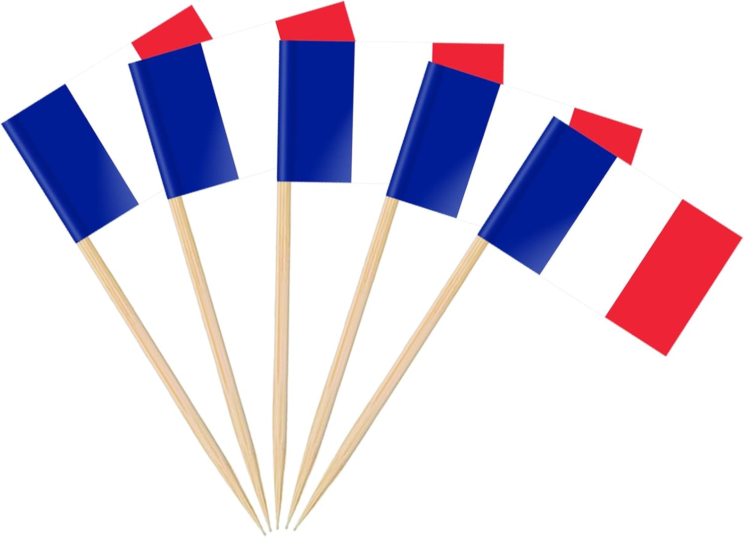 AhfuLife France Flag Toothpick Cocktail Picks, 100 Pcs Small France Cupcake Toppers, Mini French Stick Flags Double-sided for World Cup Decorations, French Party Decorations