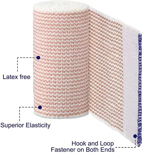 24 Pack Elastic Bandage Wrap 4” Bandage Wrap with Hook and Loop Closure on Both Ends Self Adhesive Bandage Wrap for Sports, Medical, and Injury Recovery