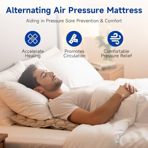 Alternating Air Pressure Mattress Pad, Bed Sore Prevention Solution, Hospital Bed Mattress Topper with Quiet Pump for Bedridden Patients, Ulcer Prevention Air Pads for Home Care