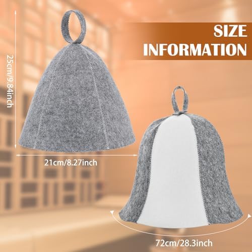 Yolev 2pcs Sauna Hat for Women Men Wool Felt Sauna Cap Russian Banya Cap Saunas Hat for Spa Steam Room Gray White