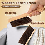 2 Pieces Woooden Dust Brush Hand Broom Bench Brush with Long Wood Handle Whisk Broom Soft Bristle Brush for Counter Bed Sofa Car Fireplace Clothes Household Cleaning(Brown)