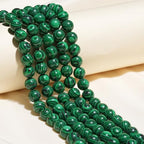 10mm Natural Green Malachite Gemstone Beads Polished Round Smooth Stone Beads for Bracelets Jewelry Making 15inch Loose Beads