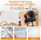 100PCS Massage Table Sheets, Disposable Bed Sheets for Massage Table, Spa Bed Covers for Esthetician, Tattoo, Waxing, Lash Bed, Salon Table, Non-Woven Fabric 71" x 31" (White)