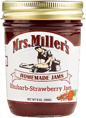 Mrs. Miller's Rhubarb Strawberry Jam 9 Ounce (Pack of 2)