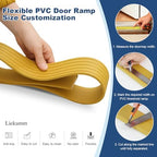 LIEKUMM 3/8" Rise Odorless Threshold Ramp for Doorways, Wheelchair Ramp with 3500 lbs Capacity, Portable Door Ramp for Electric Wheelchairs, Strollers, Garage, Robot Vacuums, Yellow