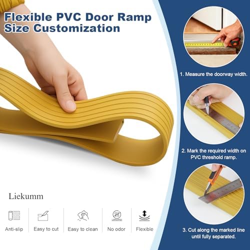 LIEKUMM 3/8" Rise Odorless Threshold Ramp for Doorways, Wheelchair Ramp with 3500 lbs Capacity, Portable Door Ramp for Electric Wheelchairs, Strollers, Garage, Robot Vacuums, Yellow