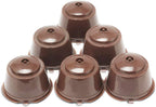 6 Refillable Coffee Capsule Reusable Coffee Filter Compatible with Dolce Gusto (coffee capsule 6 pcs Brown)