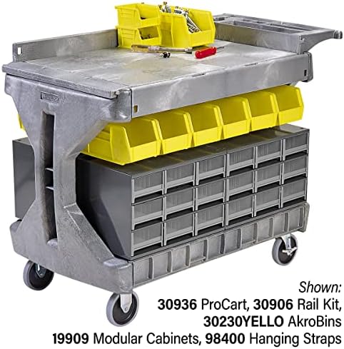 Akro-Mils 98400 Mounting Bracket | Suspension Staps for Hanging 19 Series Steel Cabinets on Akro-Mils ProCart Utility Carts and Akrobins Louvered Panels, 2-Pack , Grey