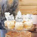 Sursurprise 24Pcs White A Little piece of Heaven Cupcake Toppers, Baby Shower Cupcake Pick Decorations, Heaven Sent Heavenly Party Suppliers