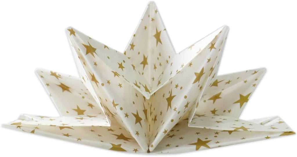 Star Shaped Origami Dinner Napkins with Gold Stars on White (Disposable) - 12 Pack, 23" x 15", 3-Ply Paper - Style Name: Pop Gaze