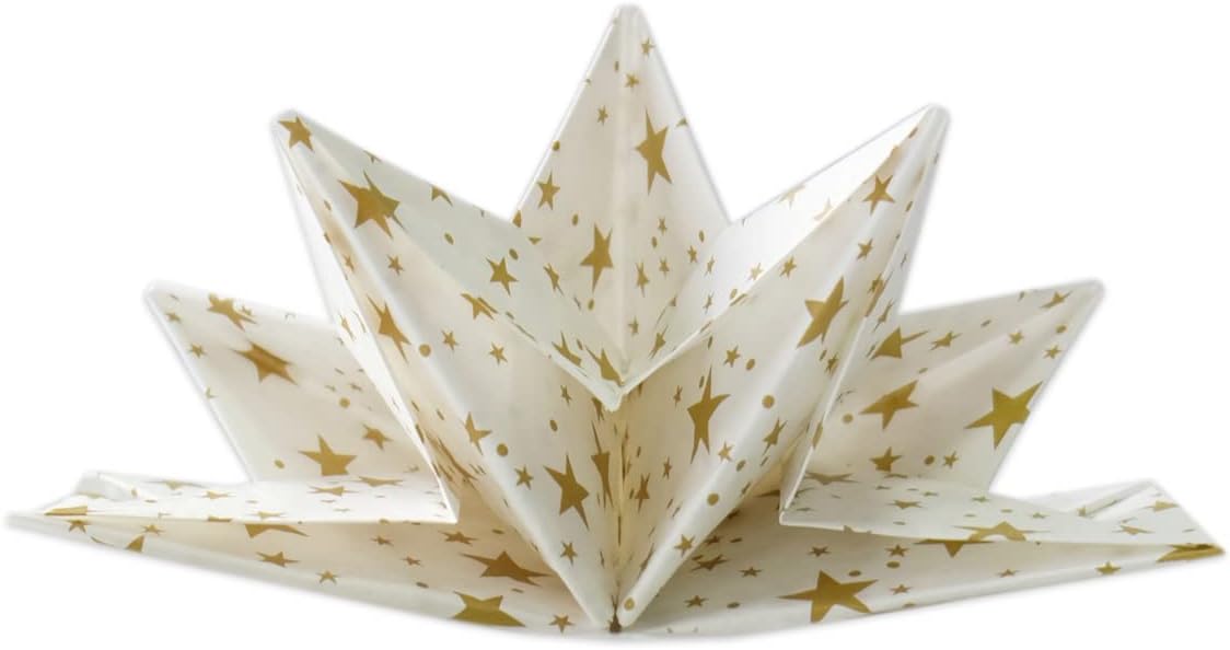 Star Shaped Origami Dinner Napkins with Gold Stars on White (Disposable) - 12 Pack, 23" x 15", 3-Ply Paper - Style Name: Pop Gaze