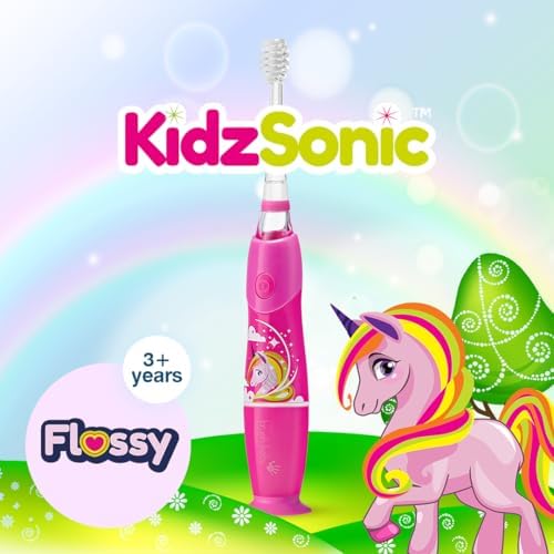brush-baby - KidzSonic Unicorn Kids Electric Toothbrush for Ages 3+ with Disco LED Lights, Gentle Sonic Vibrations, 2-Minute Smart Timer & 30‑Second Pulse Reminders – AAA Battery Included