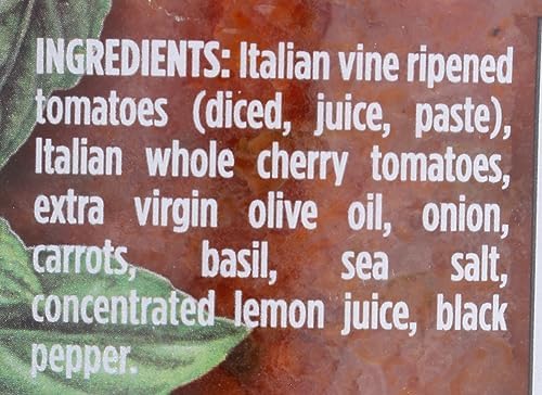 Sacla Whole Cherry Tomatoes & Basil Pasta Sauce, Vegan, 24 Ounces (Pack Of 6)