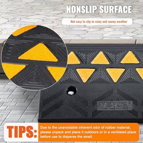 VEVOR Rubber Curb Ramp 5" Rise Height 2 Pack, Heavy-Duty 33069 lbs/15 T Capacity Threshold Ramps, Rubber Driveway Ramps for Cars, Carts, Dollies, Motorcycle, Bikes, Wheelchairs