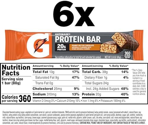 Gatorade Whey Protein Recover Bars Chocolate Caramel, 2.8 Oz, 6 Ct
