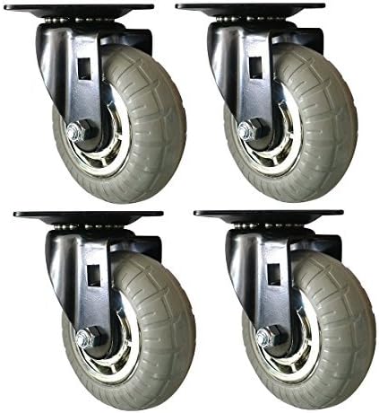 8268E Designer Casters 3 inch Soft Rubber Chrome & Black Designer Caster, 4 Pack