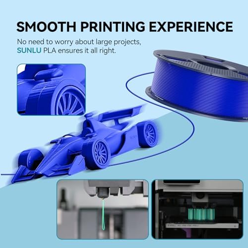 SUNLU PLA 3D Printer Filament PLA Filament 1.75mm, Neatly Wound 3D Printing Filament 1.75mm, Dimensional Accuracy +/- 0.02 mm, Fit Most FDM 3D Printers, 1kg Spool (2.2lbs), Klein Blue
