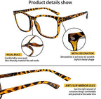 SIGVAN 5 Pack Blue Light Blocking Reading Glasses Fashion Square Computer Readers for Women Men, Anti UV Ray Nerd Eyeglasses (5 Mix, 1.5)