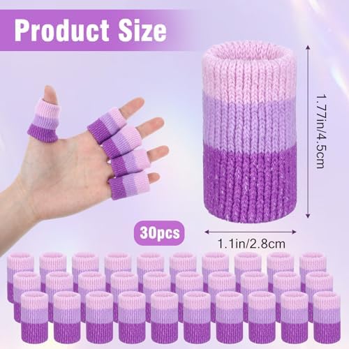 Gjinxi Crochet Finger Guard, 30 Pcs Finger Covers Finger Sleeves Protectors for Knitting, Breathable Finger Cushion Sleeve Elastic Thumb Brace Support for Writing