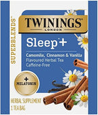 Twinings Bedtime Tea Variety 2-Pack Pure Camomile Teabags and Superblends, Cinnamon & Vanilla + Melatonin Tea, Naturally Caffeine-Free