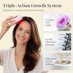 7-1 Red Light Hair Brush Comb | Vibrating Electric Red Light Scalp Massager + Oil Applicator for Fuller-Looking Hair Care | Scalp Massage for Head Spa | Portable, Cordless & Waterproof