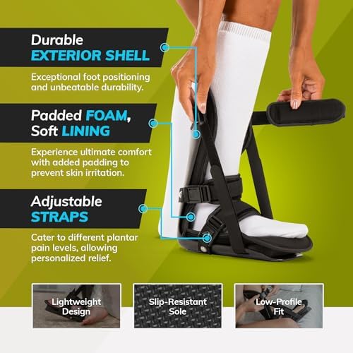BraceAbility Sleeping Stretch Boot - Plantar Fasciitis Night Foot Splint Adjustable Achilles Tendonitis Brace for Fascia, Tendon and Calf Stretching, Heel and Bone Spur or Arch Pain Treatment (Large)