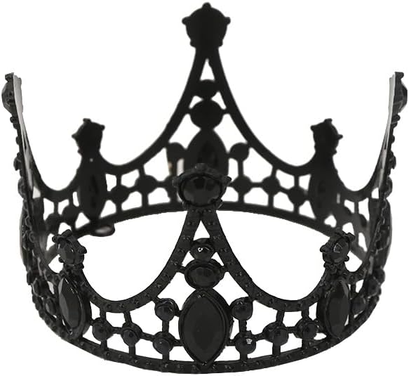 Shining Rhinestone Metal Crown Cake Topper Birthday Wedding Decor Supply For Birthday Party Decoration Supplies Baby Princess Shower Party Decoration (Black)