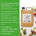 De La Rosa Organic White Wine Vinegar, Aged in Spanish Wood Barrels, Vegan, Non-GMO & Gluten Free, Kosher for Passover, Great for Salad Dressings, Marinades and More, 5 Liter (Pack of 1)