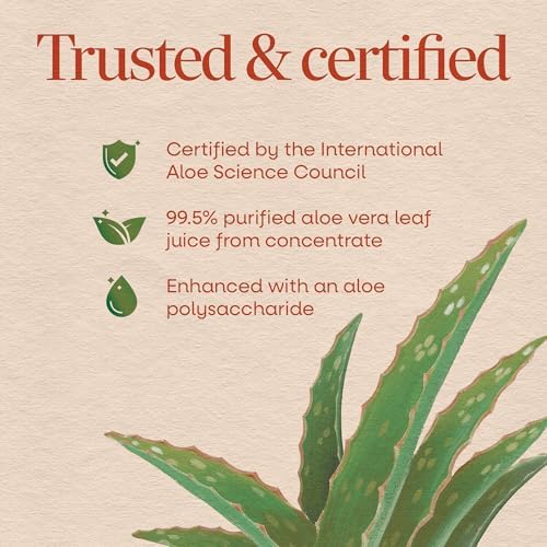 Nature's Way Aloe Vera Leaf Juice with Polymax+, 99.5% Purified Aloe Vera Leaf Juice from Concentrate, Unflavored, 33.8 Fl Oz