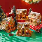 Poen 8 Set Christmas Gingerbread House Kit Bulk Prebuilt Mini Gingerbread House Kit Fun DIY Cardboard Christmas Craft Supplies for Holiday Party Decoration(Stylish Style)