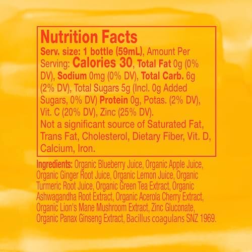 Vive Organic Energy Shot + Immune Support, Immune Defense with Ashwagandha, Green Tea & Caffeine, Gluten Free, Vegan, Energy and Focus, 2 Fl Oz (Pack of 12)