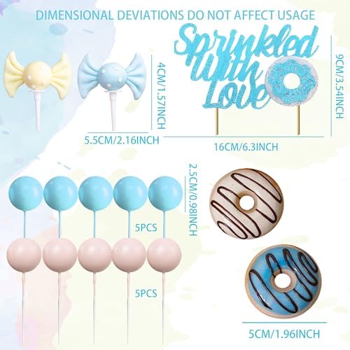 Sprinkled with Love Cake Topper Baby Boy Cake Decor Donuts Sweets for Donuts Baby Shower Gender Reveal Party Decorations Supplies