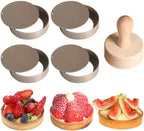 KALAIEN 4 Packs Mini Tart Pans with Removable Bottom 3” Reusable Non-Stick Egg Tart Mold with Tart Tamper for Cheesecake Muffin Pan