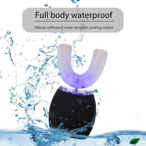 Automatic Toothbrush for Adult - Ultrasonic Electric Toothbrush with Soft Bristles Waterproof & Washable Rechargeable Portable Design with Wireless Charging 30'' Timer for Travel & Home Use (Black)
