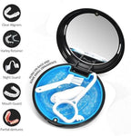Retainer Case with Mirror,Slim Aligner Case with Vent Holes,Cute Night Mouth Guard Box,Retainer Removal Tool and Brush (Black Blue)