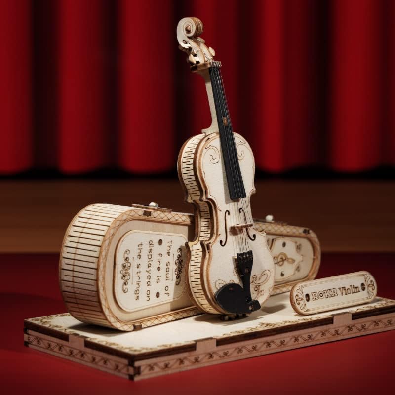 ROKR Wooden 3D Puzzles for Adults Violin, Musical Instrument Model Kit 3D Puzzles to Build, Desk Decor/DIY Hobbies/Gifts for Family and Friends (Violin)