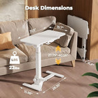 JOY worker Foldable Overbed Bedside Table, 180° Tiltable Mobile Standing Desk with Wheels, 31.5" Pneumatic Height Adjustable Rolling Laptop Desk for Home & Hospital Use, Easy Storage, White
