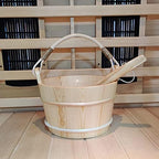AIZYR 6L Handmade Wooden Sauna Bucket with Ladle and Plastic Liner, Sauna and Spa Accessory for Steam Room