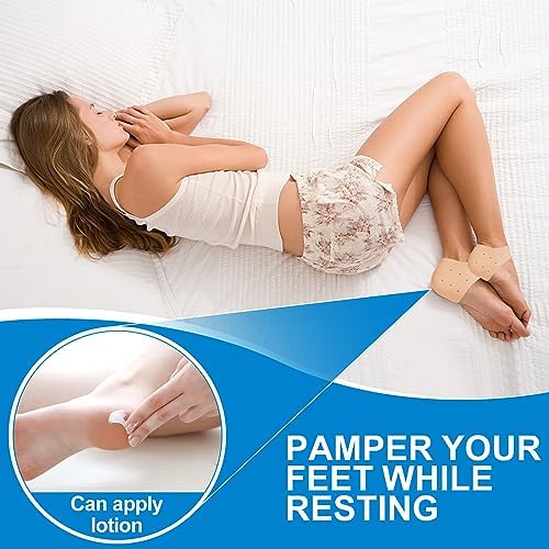 MADHOLLY 5 Pairs Silicone Heel Protectors- Breathable Heel Gel Heel Cushions for Cracked Heel- Heel Cups Heel Cover for Heel Repair Women Men