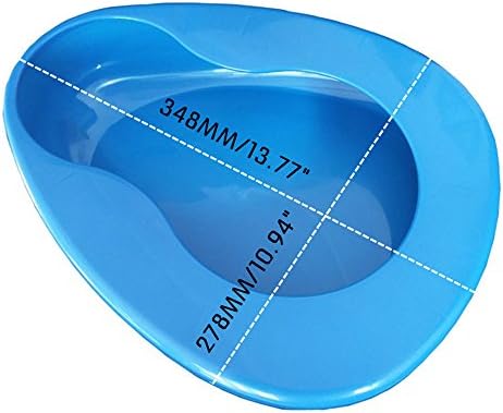 Firm Thick Stable PP Bedpan Heavy Duty Smooth Countoured for Bed-Bound Patient (Blue)